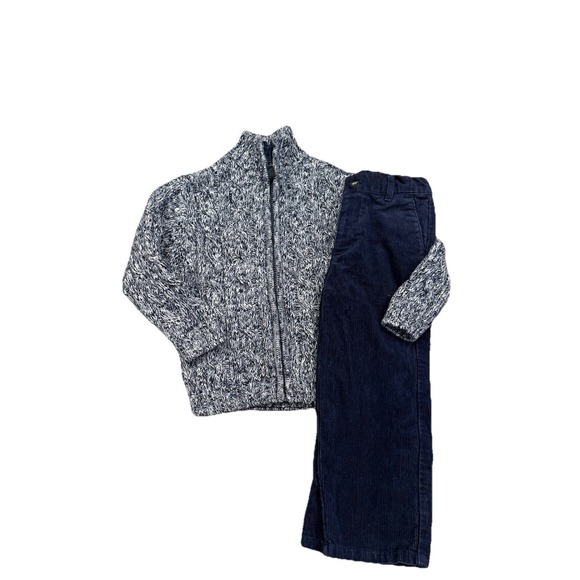 Janie and Jack Other - Janie And Jack Outfit Navy Corduroy Marled Sweater Beanie Cap Hat‎ Knit